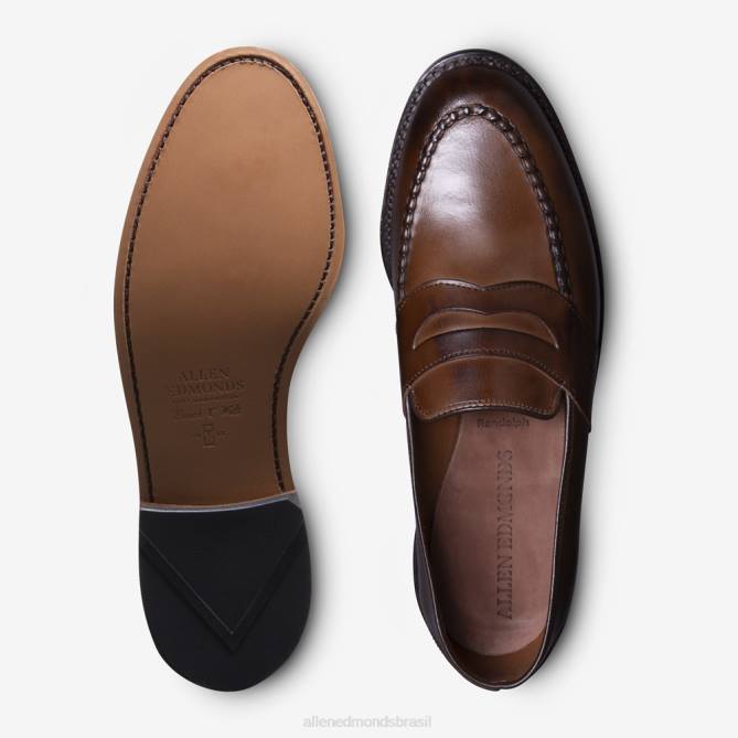 Allen Edmonds homens mocassim randolph penny 68T8D3 marrom café